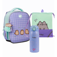 Набір шкільний ортопедичний рюкзак + сумка + термос Yes котик Pusheen the Cat H-100 (559850К26)