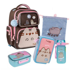 Набор рюкзак ортопедический + пенал + сумка + бутылка + ланч-бокс Yes Pusheen S-101 (559591XXL)