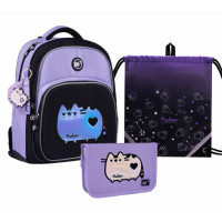 Набір рюкзак шкільний ортопедичний + пенал + сумка у подарунок Yes котик Pusheen Shiny S-91 (559816К)