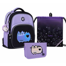 Набір рюкзак шкільний ортопедичний + пенал + сумка у подарунок Yes котик Pusheen Shiny S-91 (559816К)