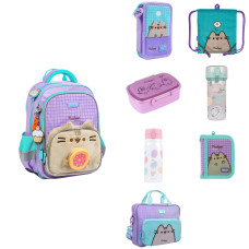 Набір шкільний MAX Pusheen Summer рюкзак + пенал + сумка для взуття + ланч-бокс + пляшка + термос + гаманець + сумка Yes S-72M для