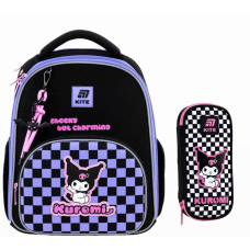 Рюкзак шкільний каркасний + пенал Kite котик Kuromi 38 см (HK25-556M)