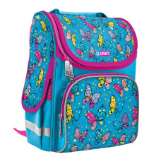Рюкзак школьный каркасный SMART PG-11 Bright butterflies голубой (557723)