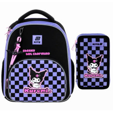 Рюкзак шкільний каркасний + пенал Kite котик Kuromi 38 см (HK25-556M)