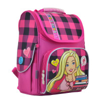 Рюкзак школьный ортопедический каркасный 1 Вересня H-11 Barbie red 33.5*26*13.5 код: 555156