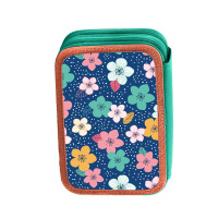 Пенал-книжка твердий SMART подвійний HP-01 Flowers melody синій / кораловий (532843))