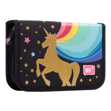 Пенал-книжка твердый YES одинарный с клапаном HP-03 Unicorn черный (533055)