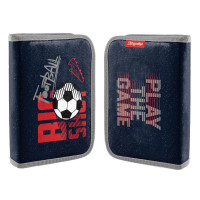 Пенал-книжка твердий 1вересня одинарний з двома клапанами HP-04 Football синій (532907))