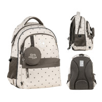 Рюкзак шкільний GoPack Education Beige Polka Dots спинка 41 см (GO26-182M-3)