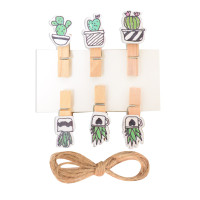 Набор прищепок деревянных Santi декоративных Fashion cacti 3.5 см 6 шт./уп. код: 742497
