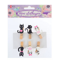 Набор прищепок деревянных декоративных Santi Lovely kitties 3.5см 6шт/уп код: 742142