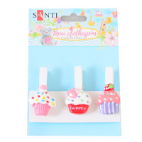 Набір прищіпок декоративних Santi з пласт. декором Delicious cupcakes 45 см 3 шт./уп. 742504