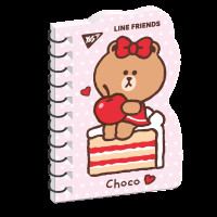 Блокнот В7 60 листов дв спираль Line Friends Choco клетка YES (151808)