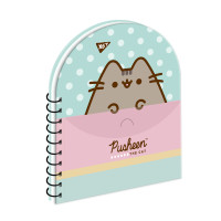 Блокнот В6+ подвійна cпіраль з пластиковою кішенею Pusheen крапка YES (151849)
