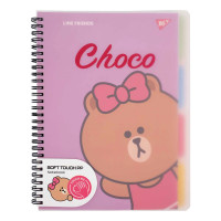 Зошит для записів YES В5 80 арк. софт-тач пласт.обкл. Line Friends. Choco (765740)