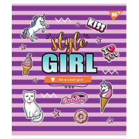 Зошит для записів А5/24 кл. YES "STYLE GIRL" мат. ВДЛ+софт-тач+глітер набір 10 шт. код: 764304