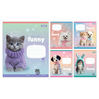 Зошит учнівський шкільний Funny Pets А5 12 аркушів клітинка 1 Вересня (768208)