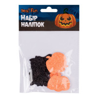Набор наклеек Yes Fun Хэллоуин Черный кот и тыквы 12 шт ЭВА глиттер (973709)
