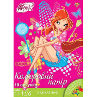 Наб.№ 6 цветабумаги бархатной А4(10л/10цв) в ящ. мiх: 2 дизайна код: 950537