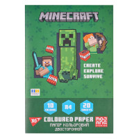 Папір кольоровий двосторонній Yes Minecraft 20 аркушів А4 скоба (955458)