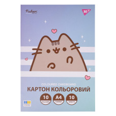 Картон кольоровий односторонній Yes Pusheen 10 аркушів А4 папка (955463)