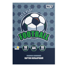 Картон кольоровий односторонній Yes Football 10 аркушів А4 папка (955491)