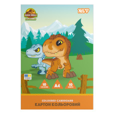 Картон кольоровий односторонній Jurassic World Kids 10 аркушів А4 папка YES (956848)
