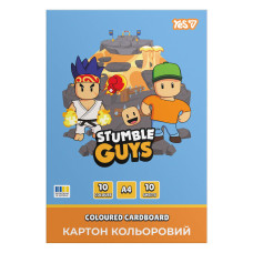 Картон кольоровий односторонній Yes Stumble Guys 10 аркушів А4 папка (955490)
