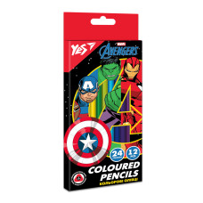 Карандаши цветные YES 12 шт 24 цв Marvel Avengers (290678)