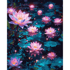 Картина за номерами Чарівні лотоси 40*50см LED підсвітка SANTI (955430)