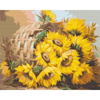 Алмазная мозаика Подсолнухи в корзине Цветы 40*50 см Оригами (OD3027)