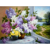 Алмазная мозаика Сирень у окна 30*40см Santi (954082)