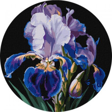 Картина по номерам круглая Нежные ирисы art_selena_ua d=33 Идейка (KHO-R1021)